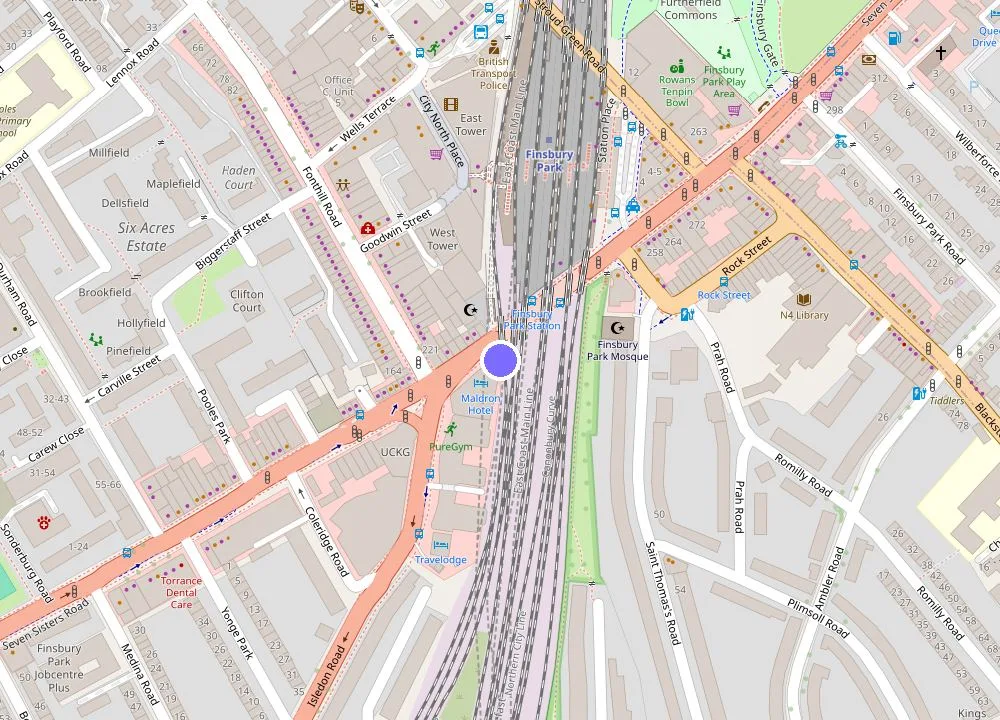 Map: Maldron Hotel Finsbury Park, London